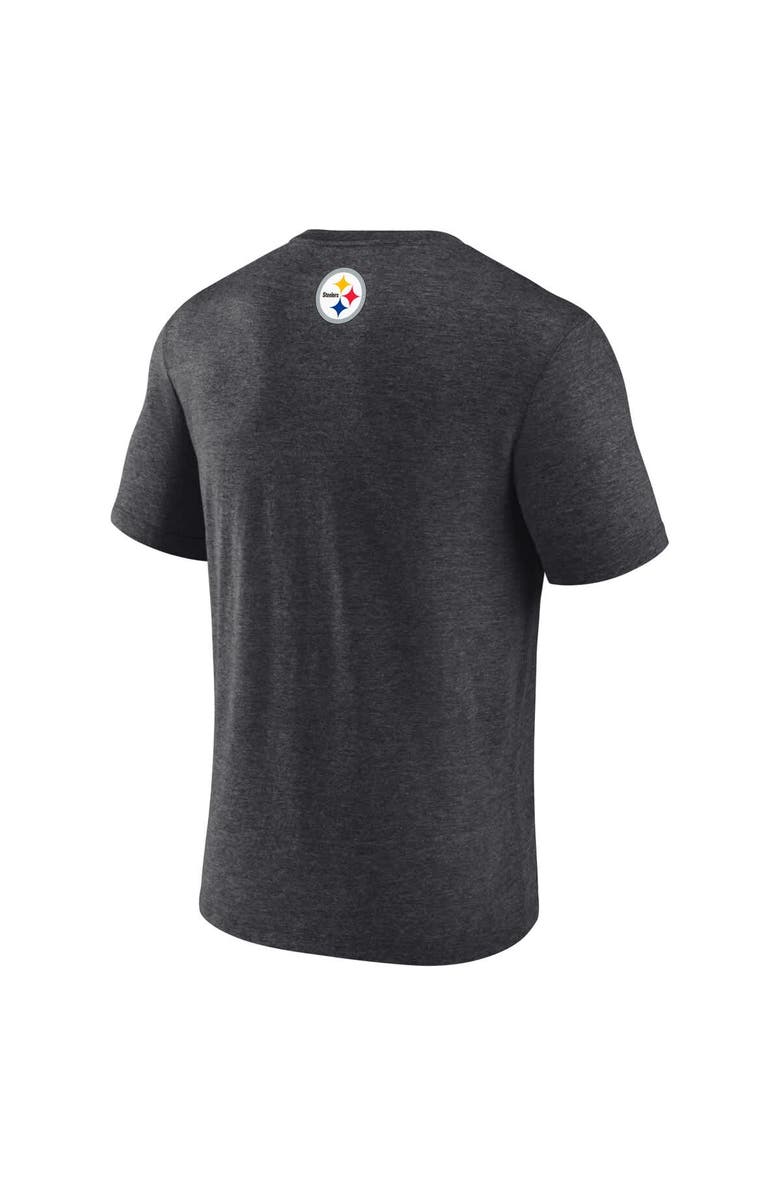 FANATICS Men's Fanatics  Heather Charcoal Pittsburgh Steelers Tri-Blend Helmet End Around T-Shirt, Alternate, color, 
