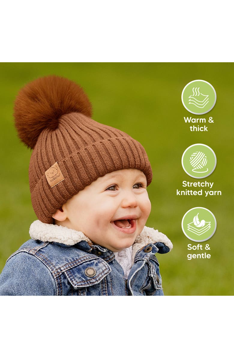 KeaBabies 2-Pack Pom Knitted Beanie, Alternate, color, Rust