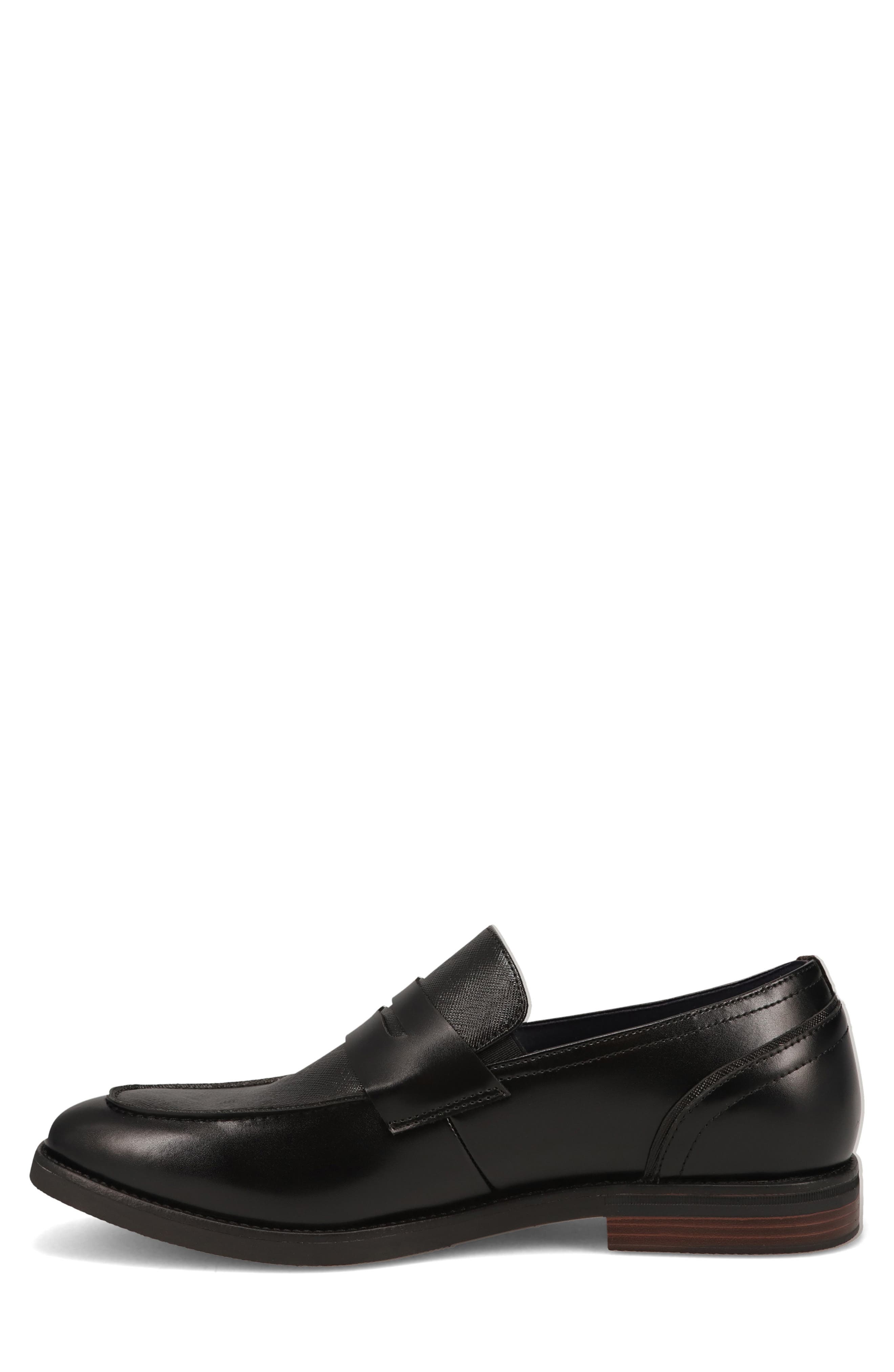 Blair Faux Leather Penny Loafer, Alternate, color, BLACK
