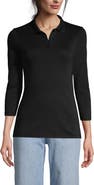 Lands' End 3/4 Sleeve Supima Cotton Polo Shirt