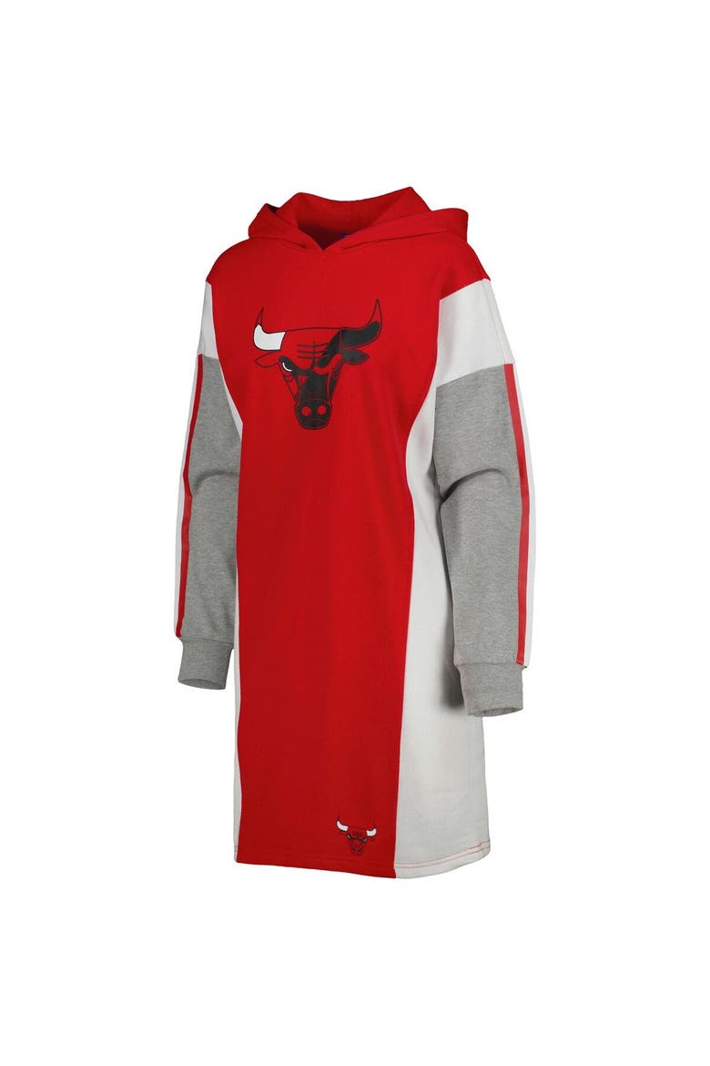 Women's G-III 4Her by Carl Banks Red/White Chicago Bulls Bootleg Long Sleeve Hoodie T-Shirt Dress, Alternate, color, Red