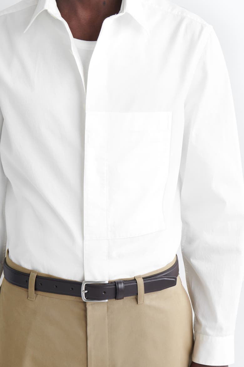 Slim Pocket-detail Pima Cotton Shirt, Alternate, color, WHITE