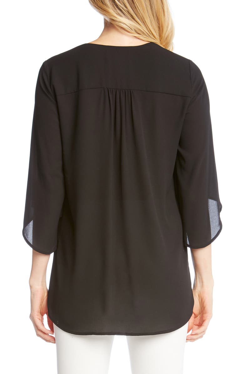 Karen Kane Asymmetrical Crepe Top, Alternate, color, Blk