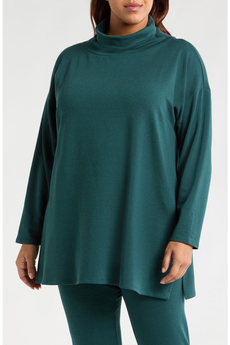 Drapey Funnel Neck Terry Tunic, Main, color, PINE