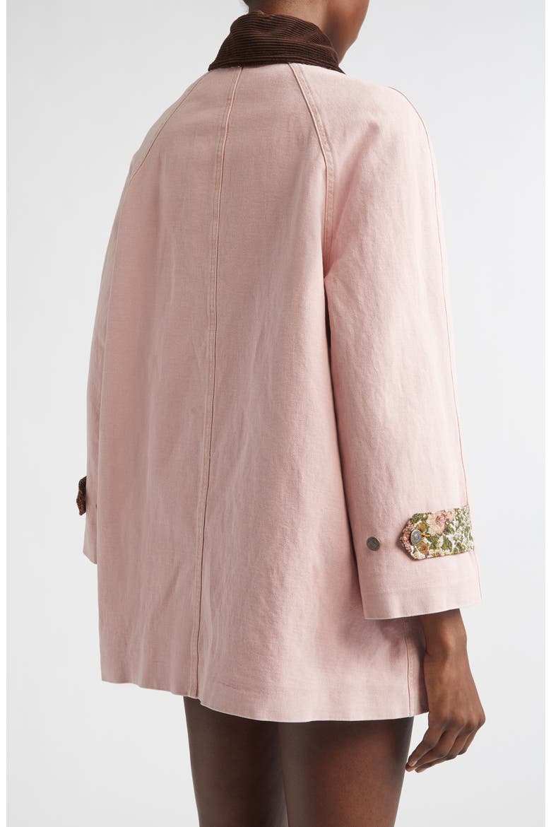 Tapestry Pocket Solid Cotton & Linen Denim Coat, Alternate, color, DUSTY ROSE