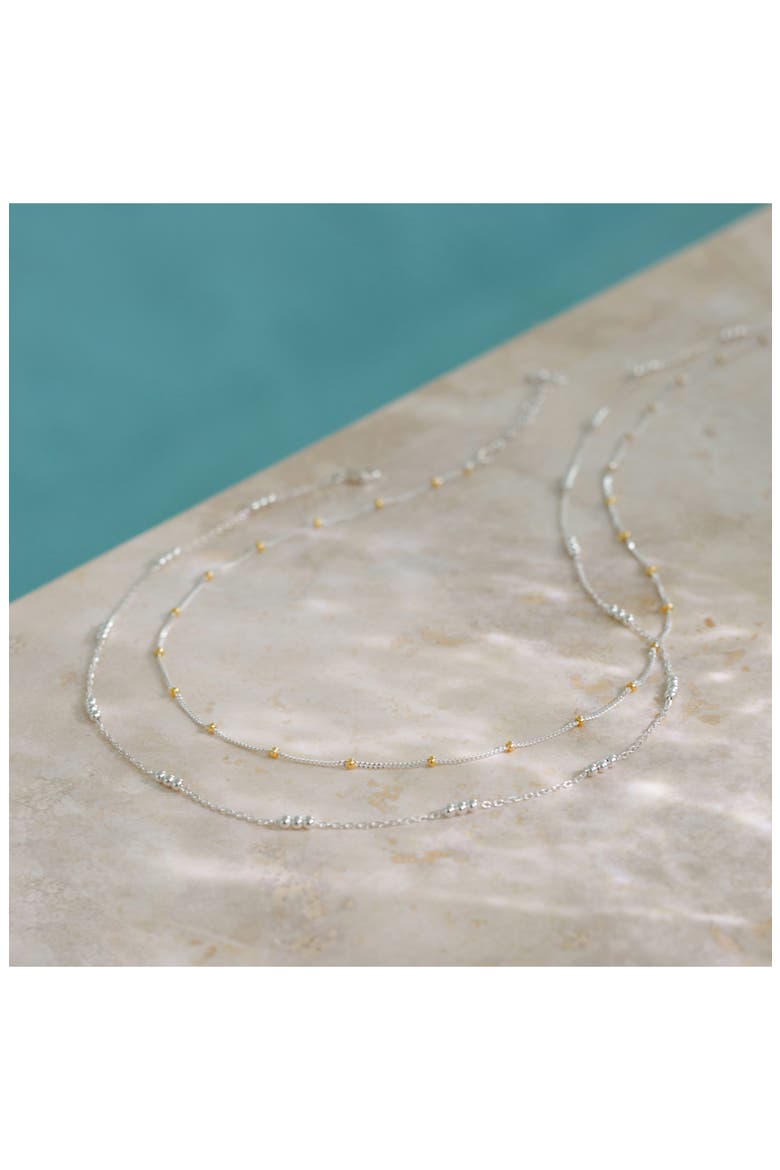 Mixed Metal Beaded Chain Necklace, Alternate, color, SILVER