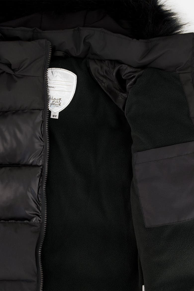 Decorative Pattern Hooded Fleece Lined Winter Jacket, Alternate, color, Black