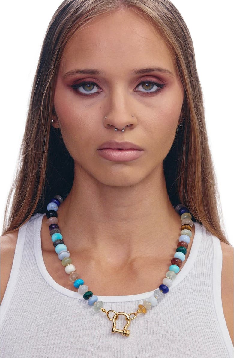 SHOP SPICY DAN Lyla Mixed Gemstone Gold Plated Necklace, Alternate, color, Mixed Gemstone