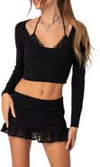 EDIKTED Peekaboo Halter Crop Sweater