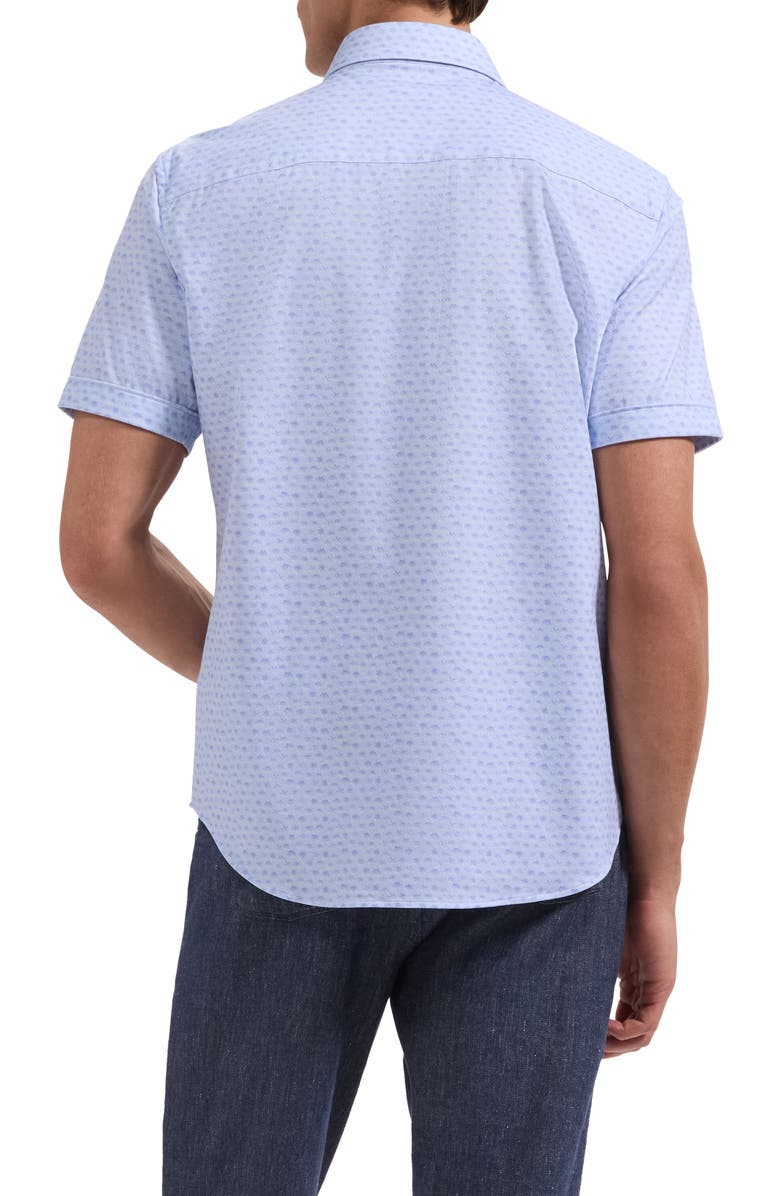 Bugatchi Miles OoohCotton<sup>®</sup> Palm Tree Print Short Sleeve Button-Up Shirt, Alternate, color, Lavender