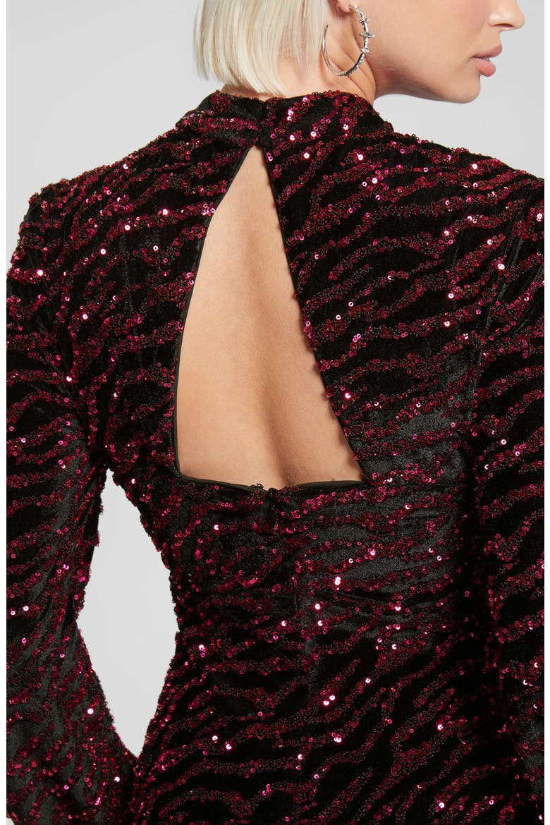 Zoe Sequin Long Sleeve Mesh Minidress, Alternate, color, FRENCH ROSE MULTI