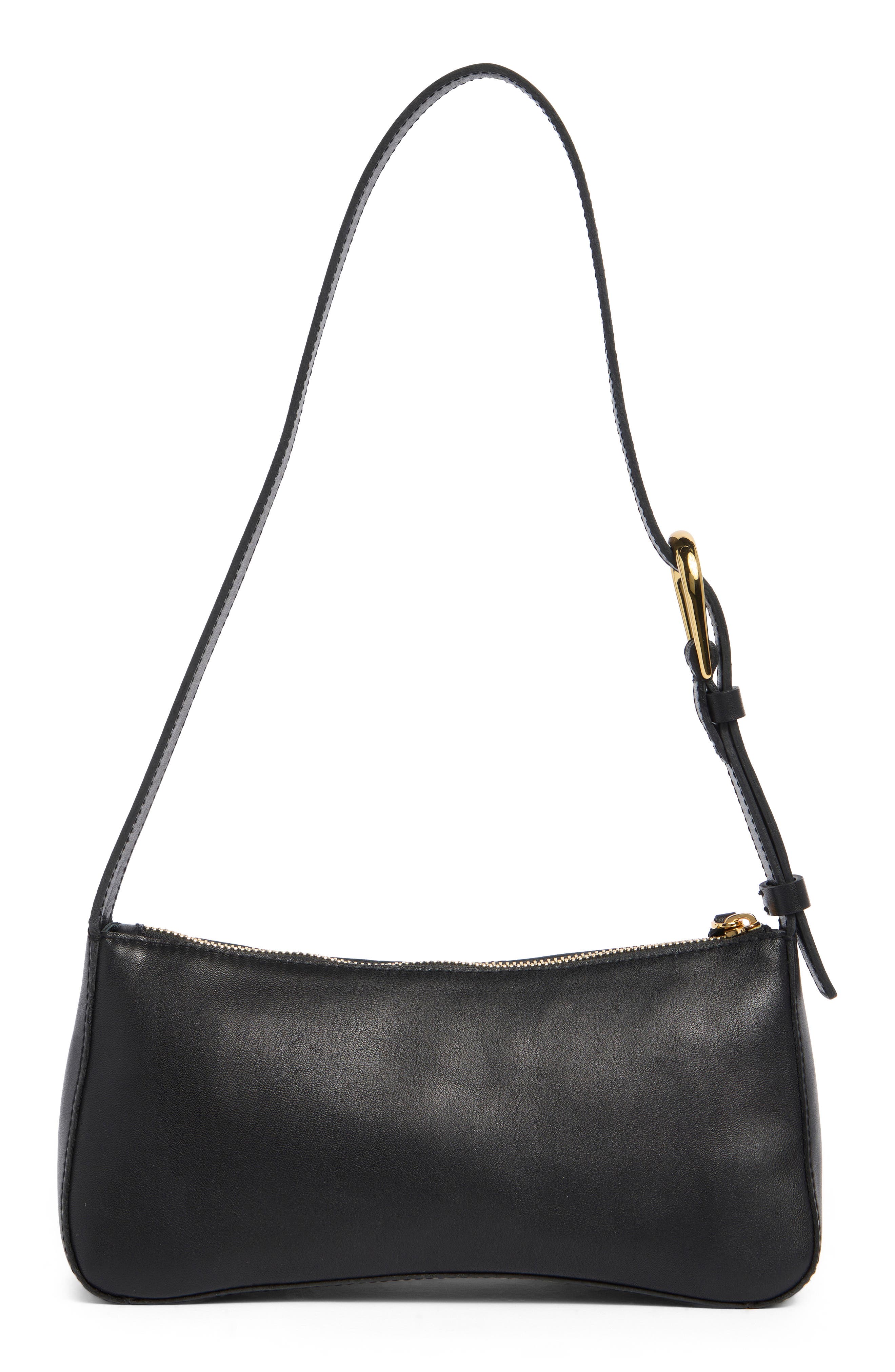 Madewell The Sculptural Buckle Leather Shoulder Bag, Alternate, color, True Black