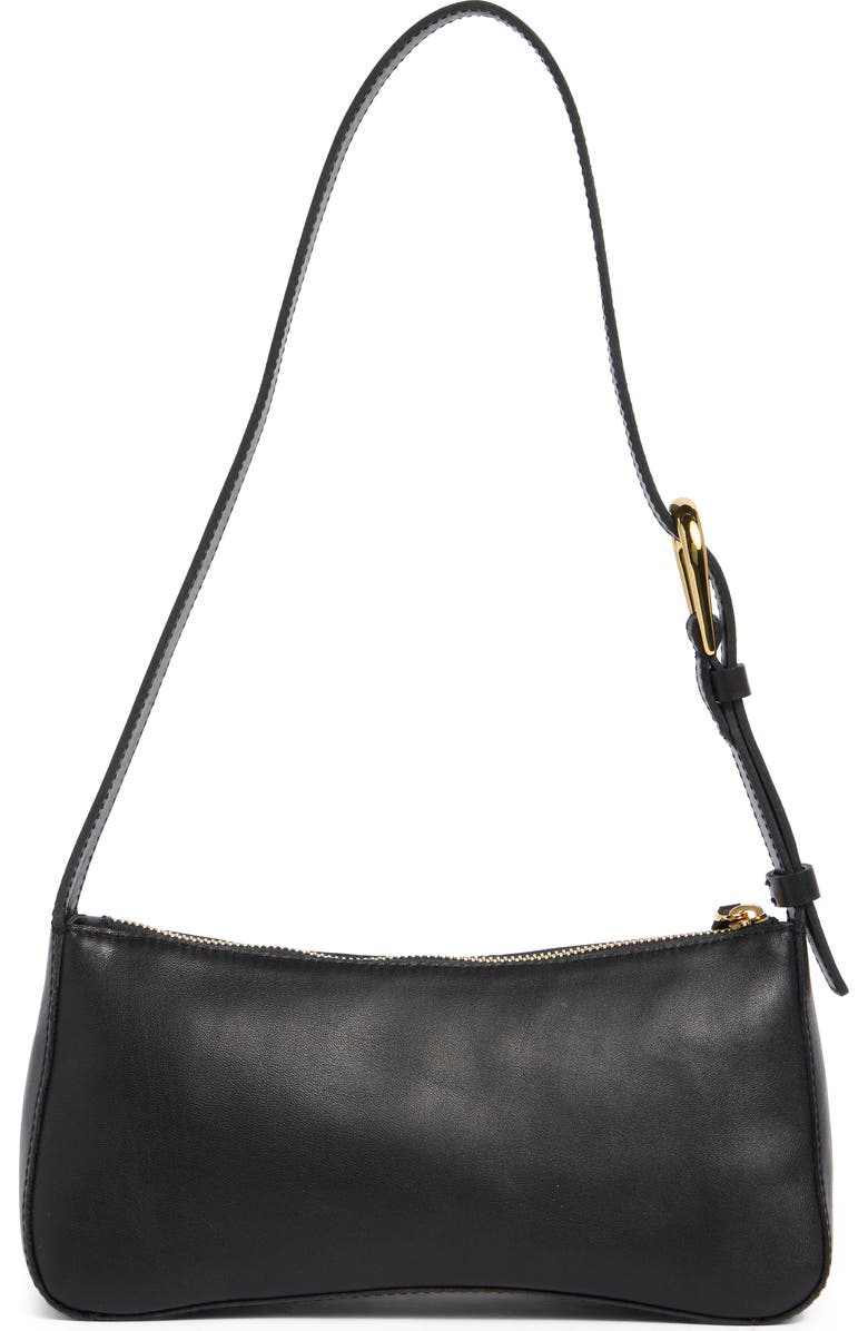 Madewell The Sculptural Buckle Leather Shoulder Bag, Alternate, color, True Black