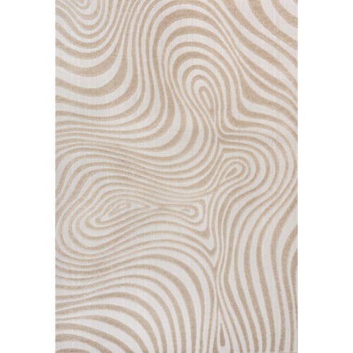 Jonathan Y Maribo High-low Abstract Groovy Striped Indoor/outdoor Area Rug In Beige/cream