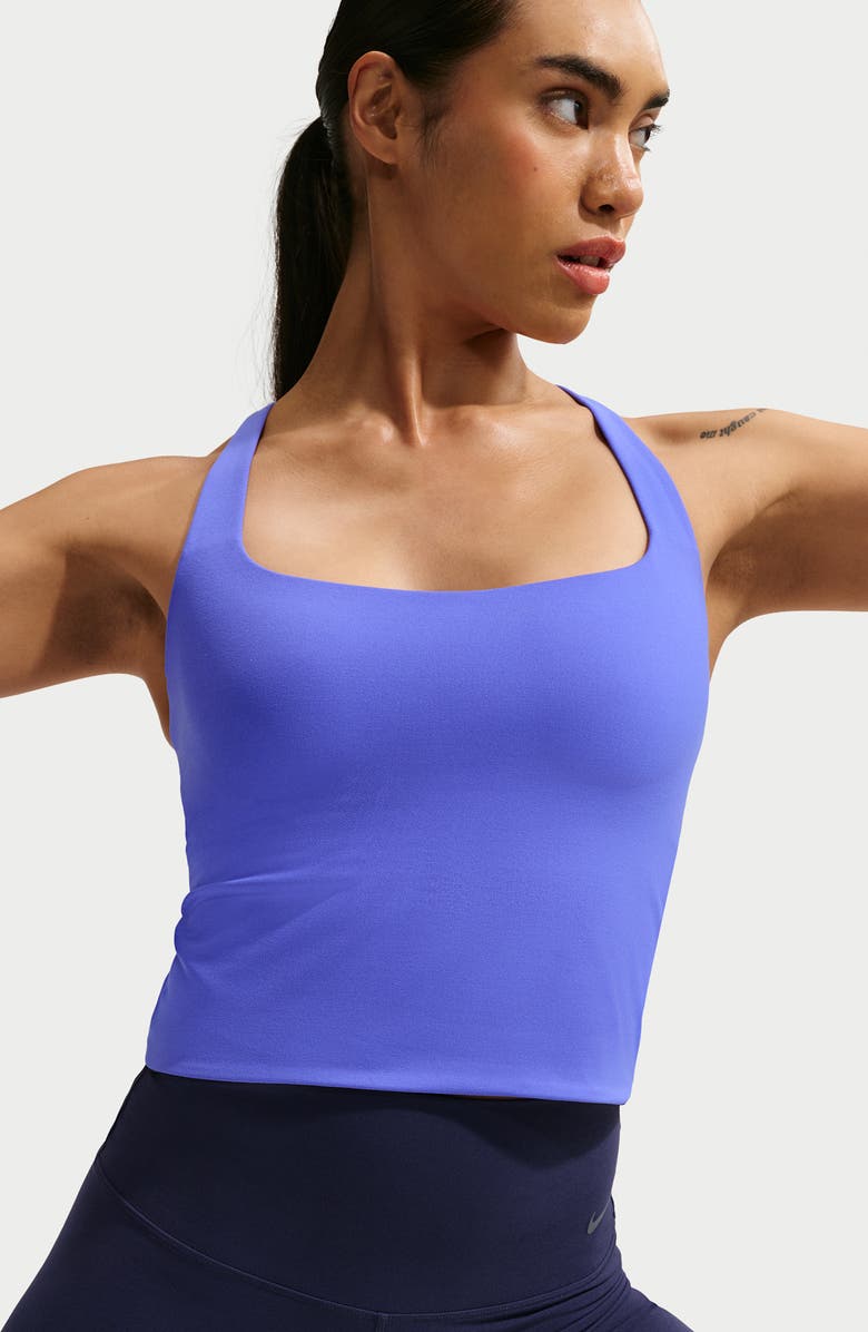 Nike Zenvy Longline Sports Bra, Alternate, color, Sapphire/ White