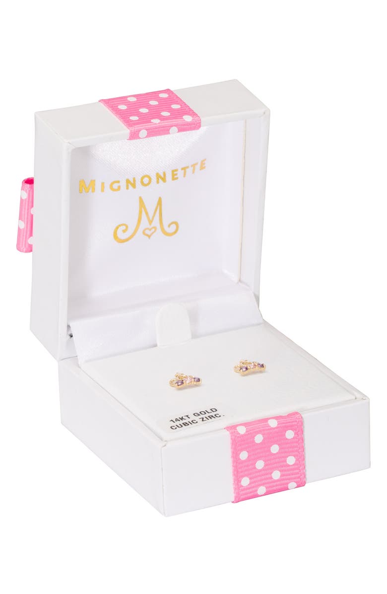 Mignonette Gold Crown Earrings, Alternate, color, Gold