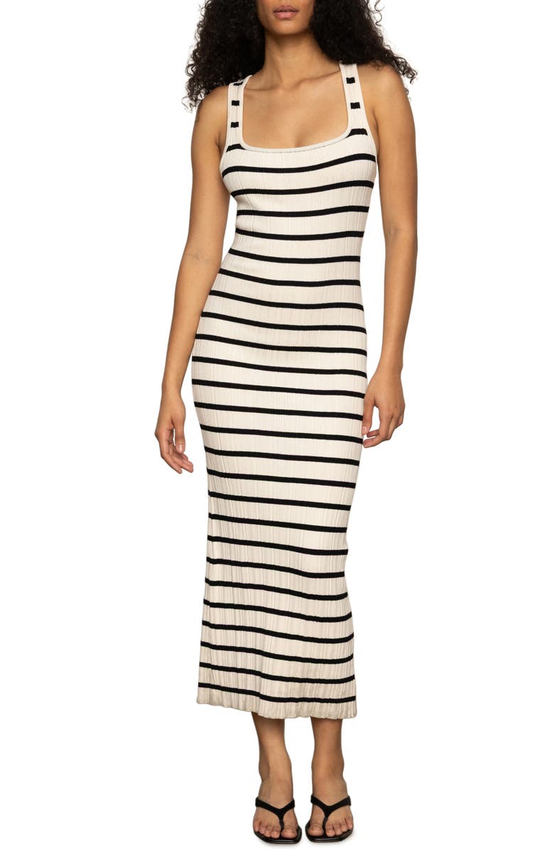 Sanctuary Starlit Stripe Rib Dress, Main, color, Light Oat