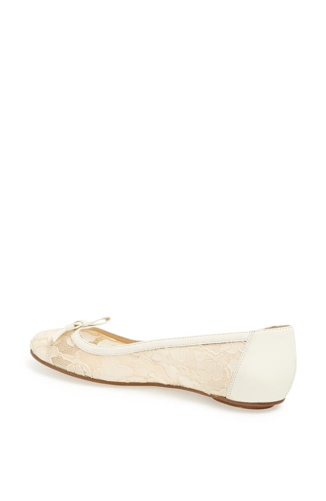 'banner' lace & leather flat, Alternate, color, WHITE LACE/ NAPPA