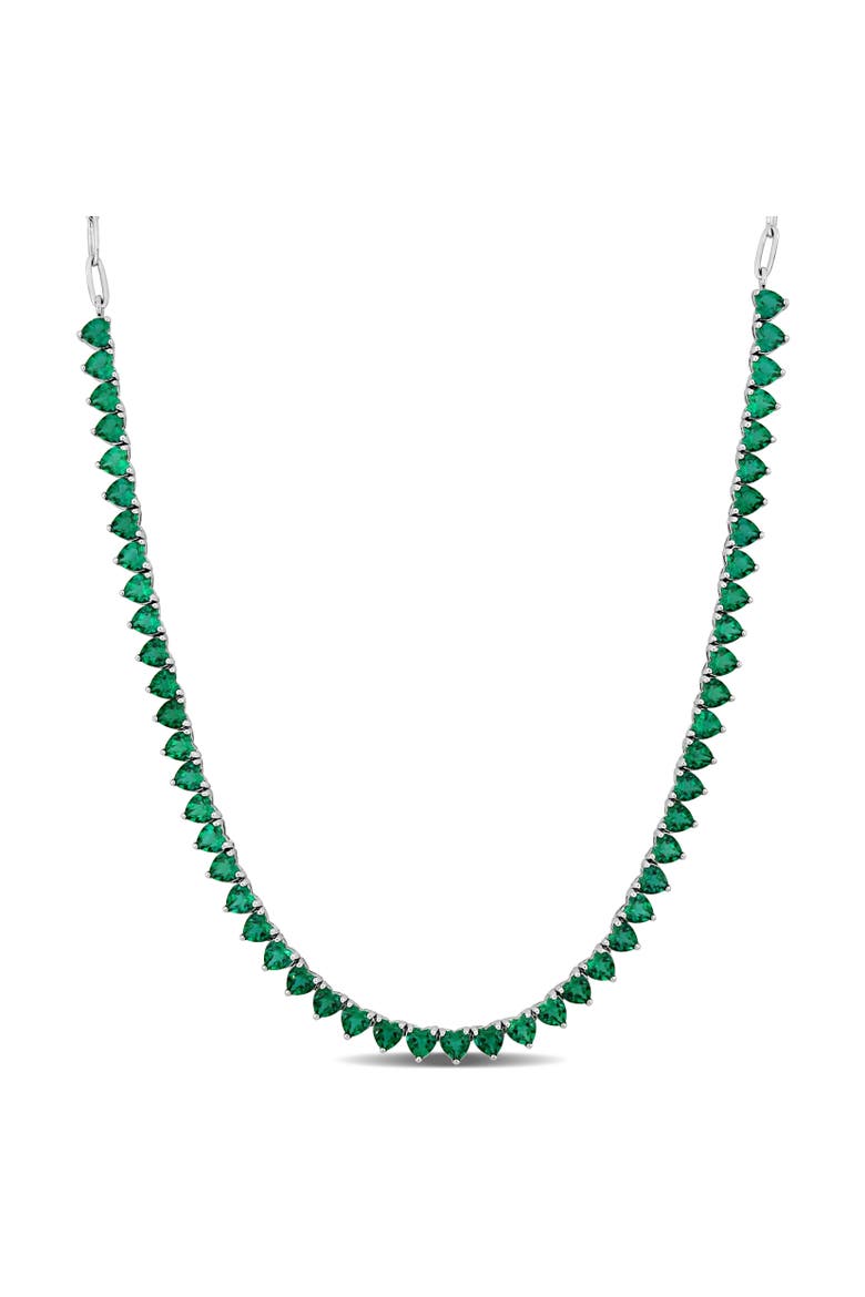 Lab-Created Emerald Tennis Necklace, Main, color, Emerald