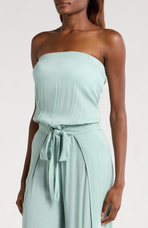 Shop Elan Strapless Cover-up Jumpsuit In Teal Light
