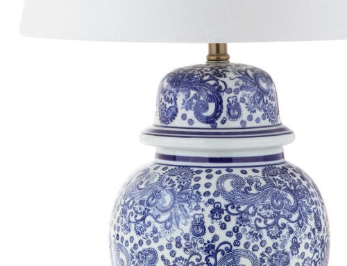 Jonathan Y Ellis 29.5" Ceramic Led Table Lamp, Blue/white In Blue/white