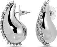 EYE CANDY LOS ANGELES Metallic Bean Cubic Zirconia Drop Earrings