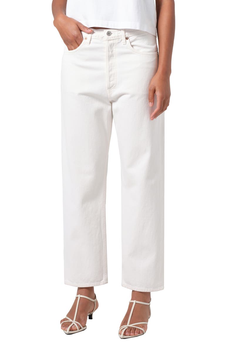 '90s Mid Rise Crop Relaxed Straight Leg Organic Cotton Jeans, Main, color, FORTUNE COOKIE (NATURAL)