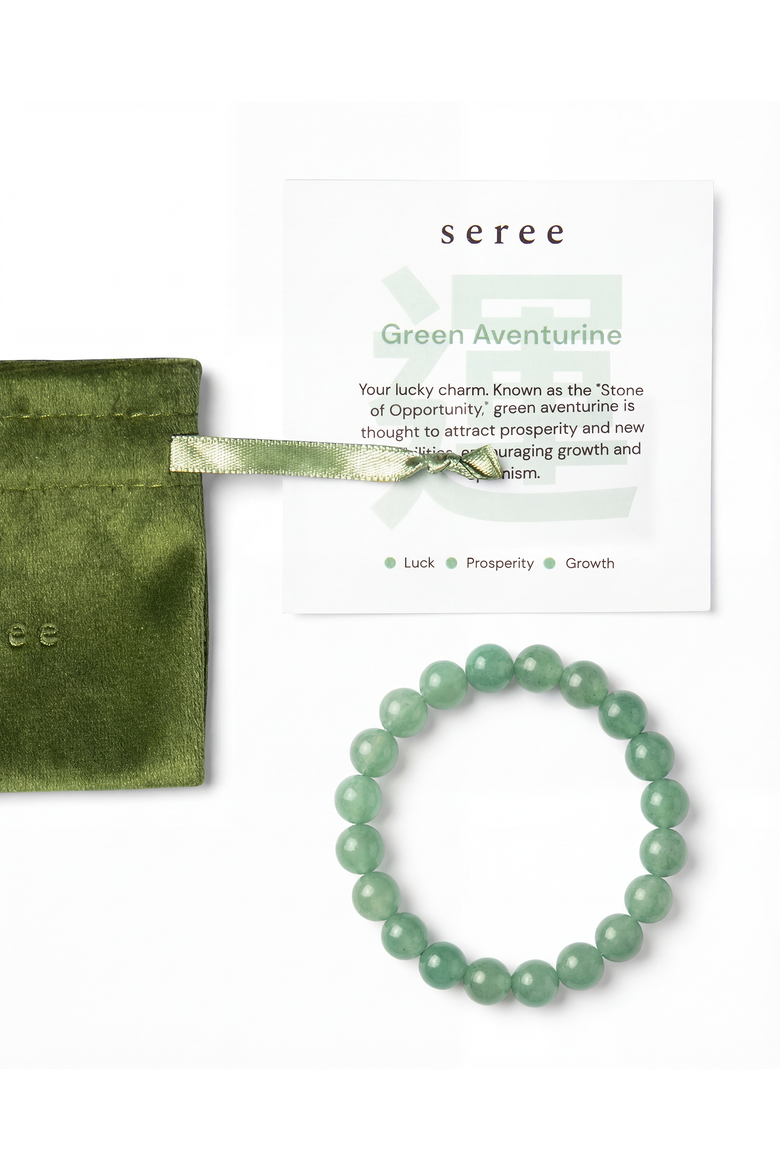Manifest Luck Jade-Green Aventurine Beaded Bracelet, Main, color, Green