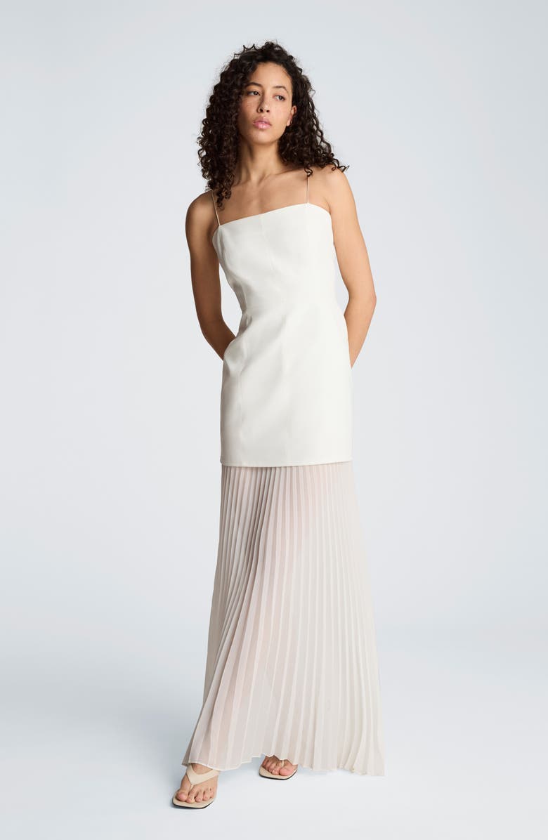 Kenneth Cole Mixed Media Pleated Maxi Dress, Alternate, color, 