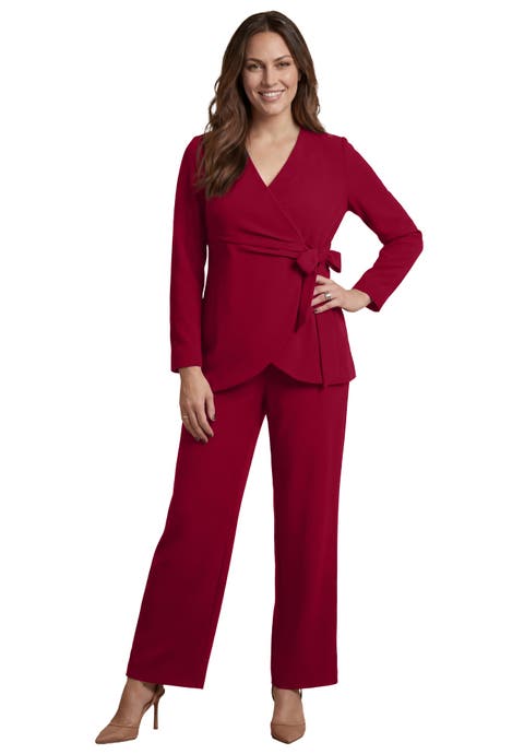2-Piece Faux Wrap Pantsuit (Plus)