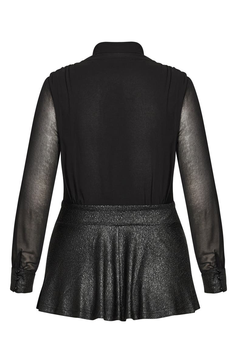 City Chic Night Sky Tie Neck Sequin Peplum Blouse, Alternate, color, 