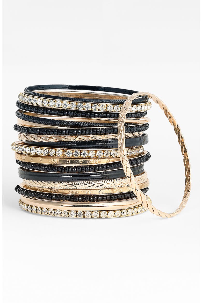 Accessories Mixed Media Bangles, Main, color, BLACK/ GOLD