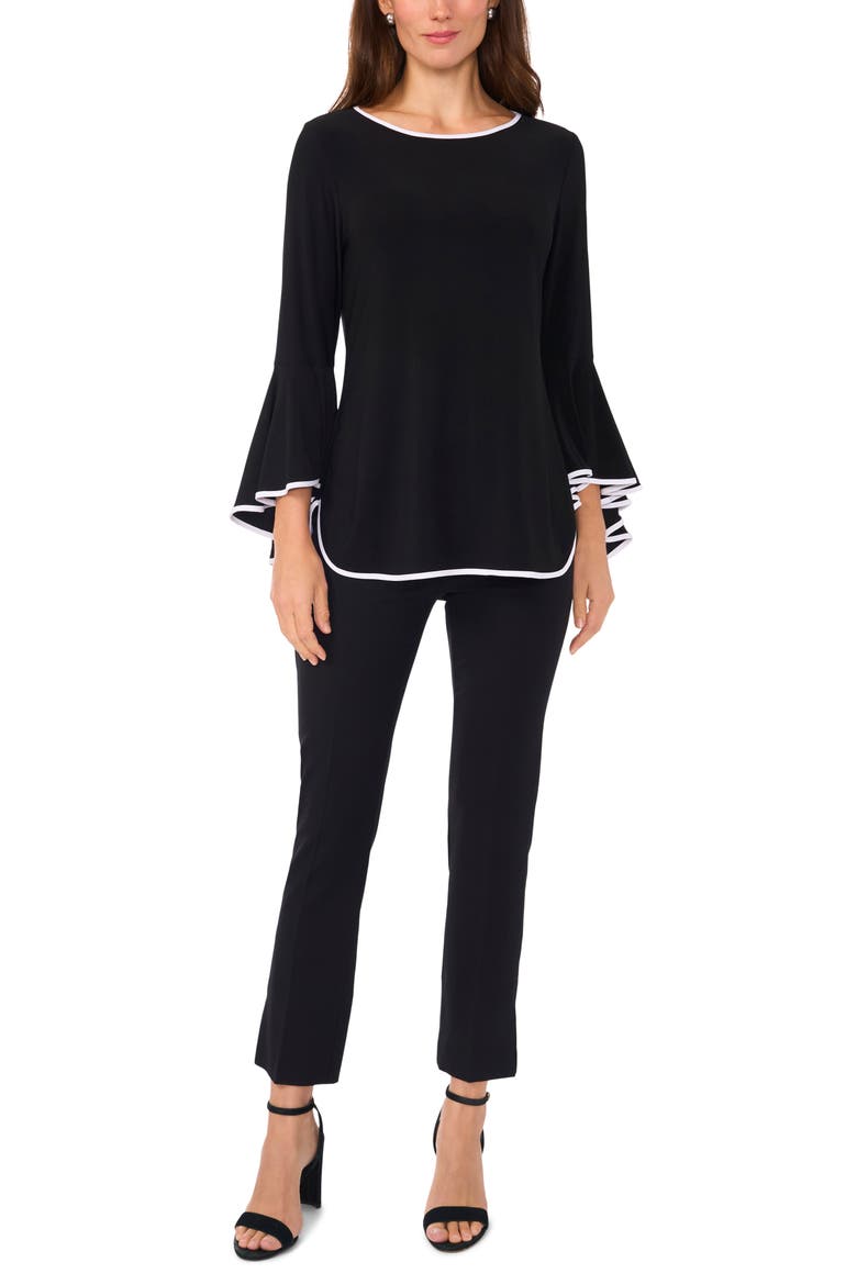 Tipped Bell Sleeve Top, Alternate, color, BLACK/WHITE 010