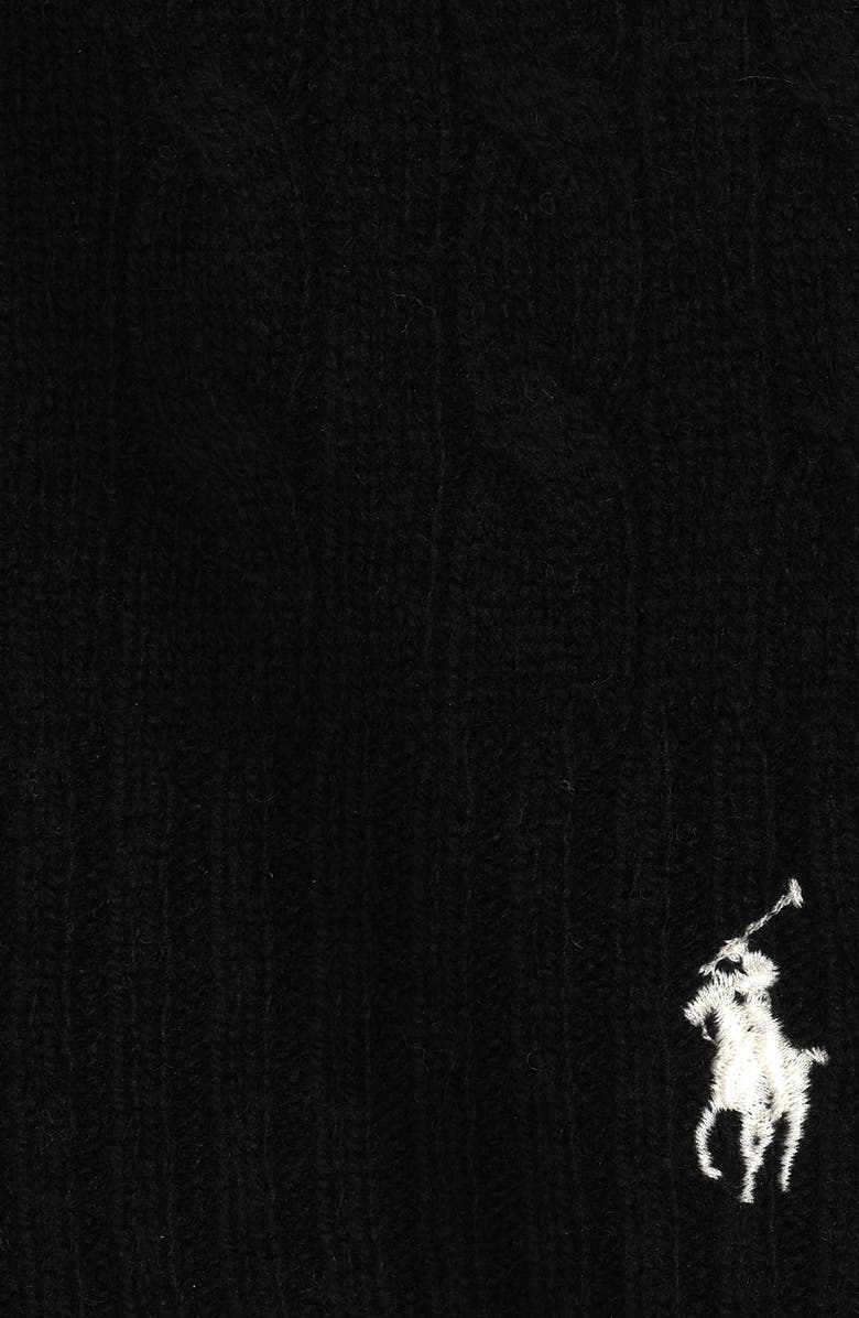 Polo Ralph Lauren Logo Embroidered Wool & Cashmere Cable Stitch Scarf, Alternate, color,