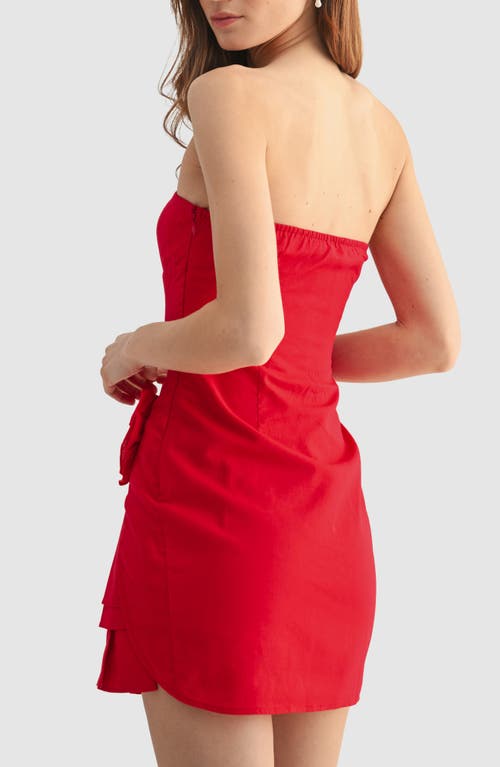 Lush Rose Appliqué Minidress In Red