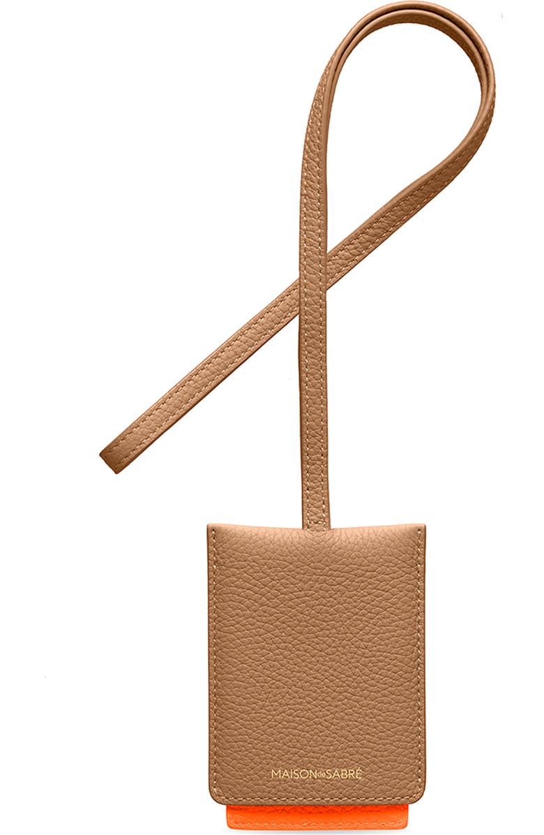 MAISON de SABRÉ Leather ID Lanyard, Alternate, color, Manhattan Sandstone