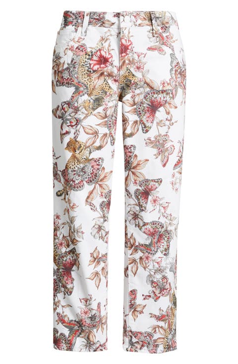 Blaine Crop Stovepipe Jeans (Butterfly Jungle)