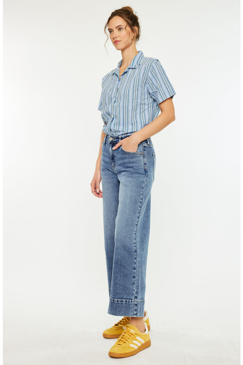 Nessa High Rise Crop Wide Leg Jeans, Alternate, color, Dark Wash