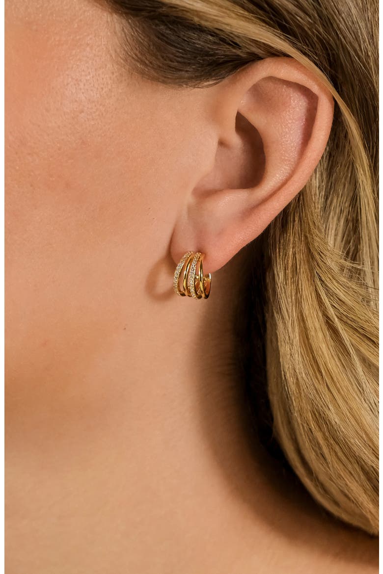 Neve Micro Cubic Zirconia Hoop Earrings, Alternate, color, GOLD