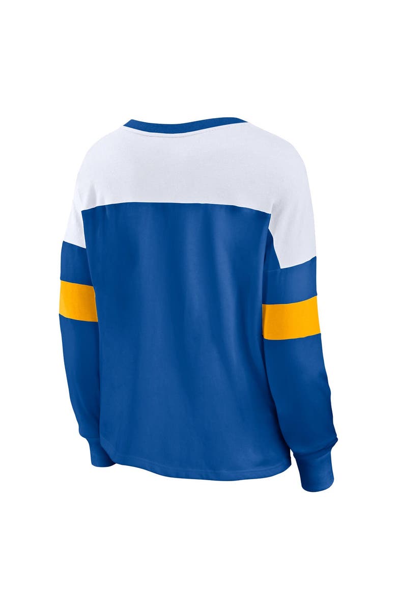 FANATICS Women's Fanatics Branded Blue St. Louis Blues Take the Shot Long Sleeve Lace-Up V-Neck T-Shirt, Alternate, color, 