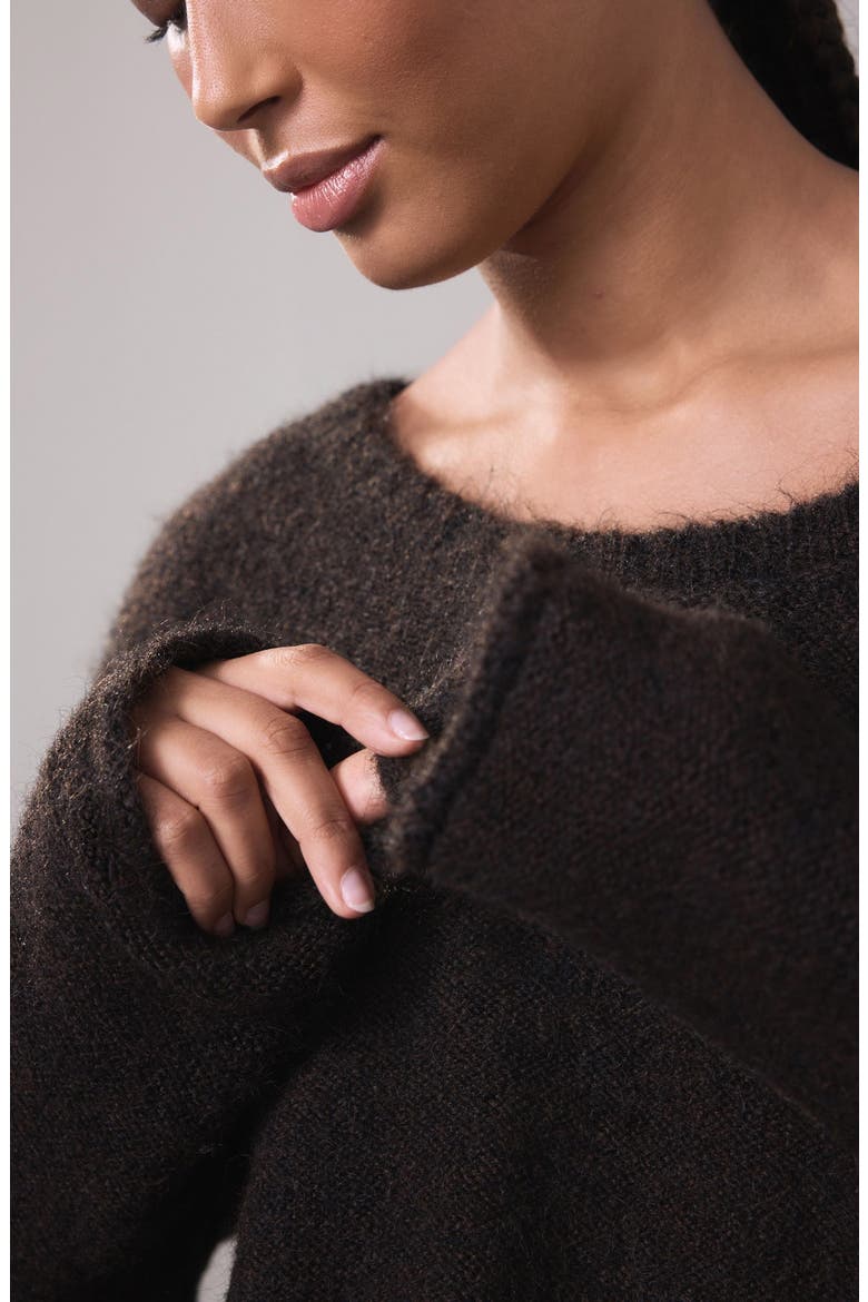 Scoop Neck Sweater, Alternate, color, BROWN