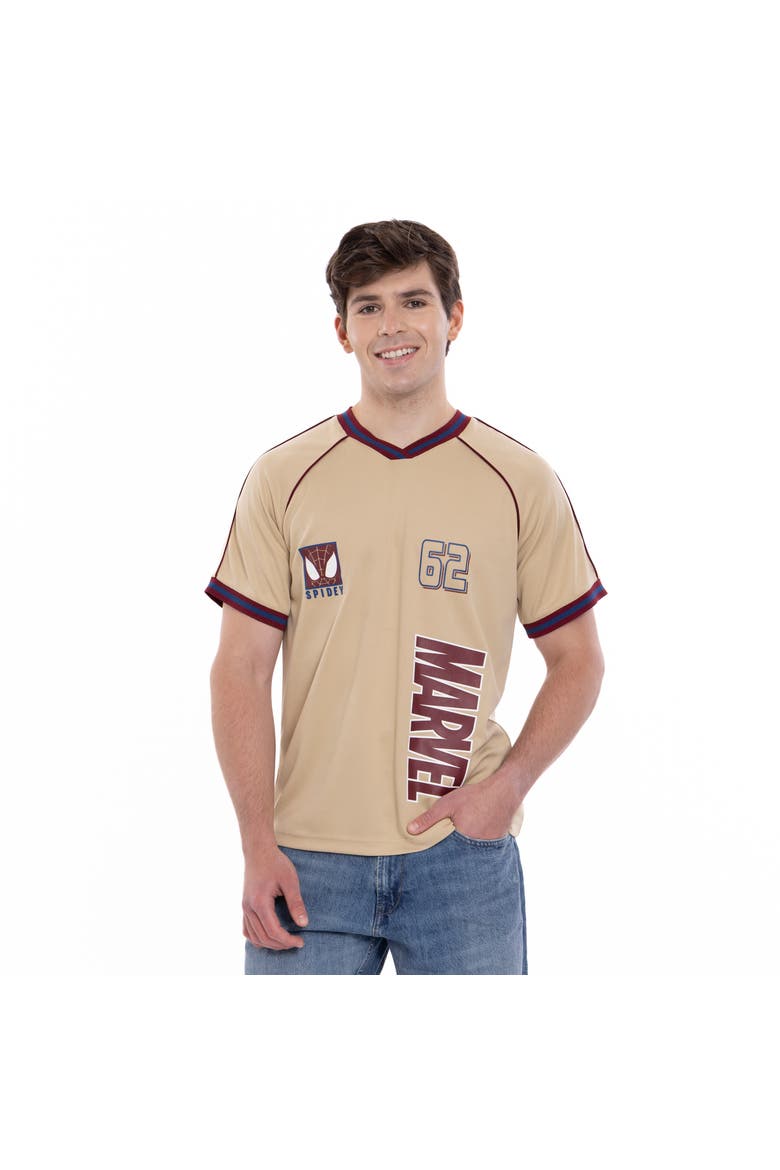 Spider-Man Athletic Jersey Shirt  V-neck T-Shirt, Alternate, color, Khaki Spider Man