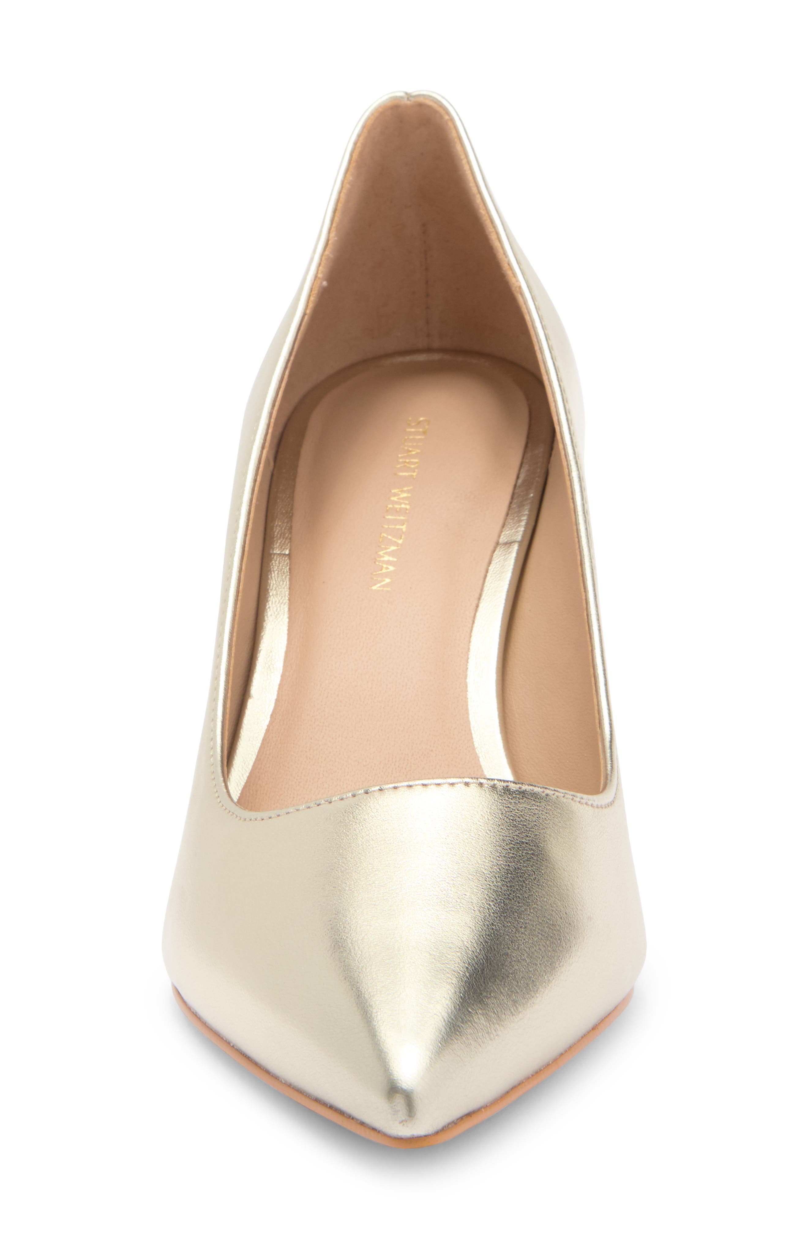 Stuart Weitzman Leigh 75 Pointed Toe Pump, Alternate, color, Platino