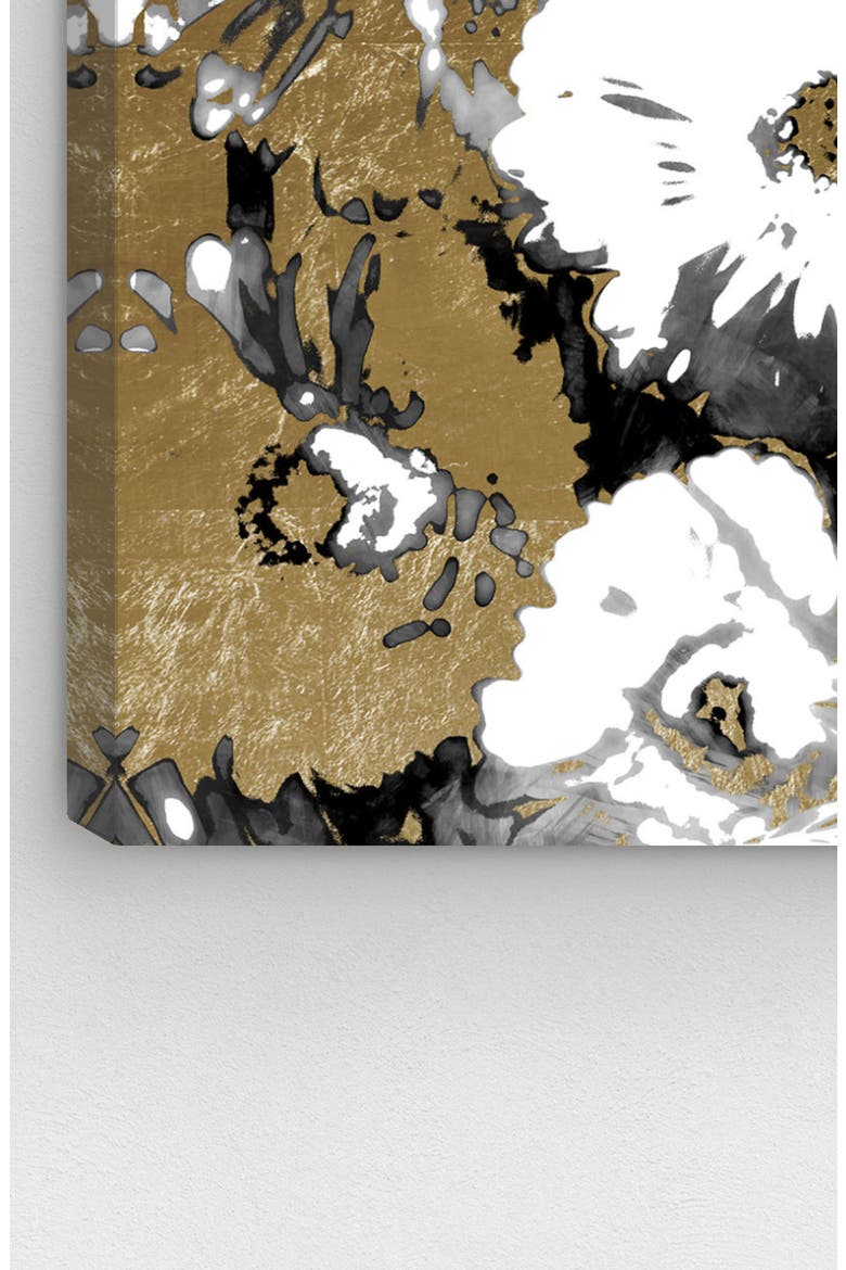 Golden Floral Canvas Wall Art, Alternate, color, BLACK WHITE GOLD
