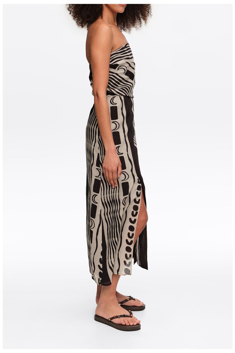 Strapless Moon Stripes Dress, Alternate, color, Moon stripes WHITE