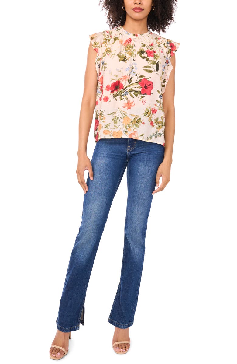 Halogen<sup>®</sup> Smocked Flutter Sleeve Top, Alternate, color, Lollipop Floral