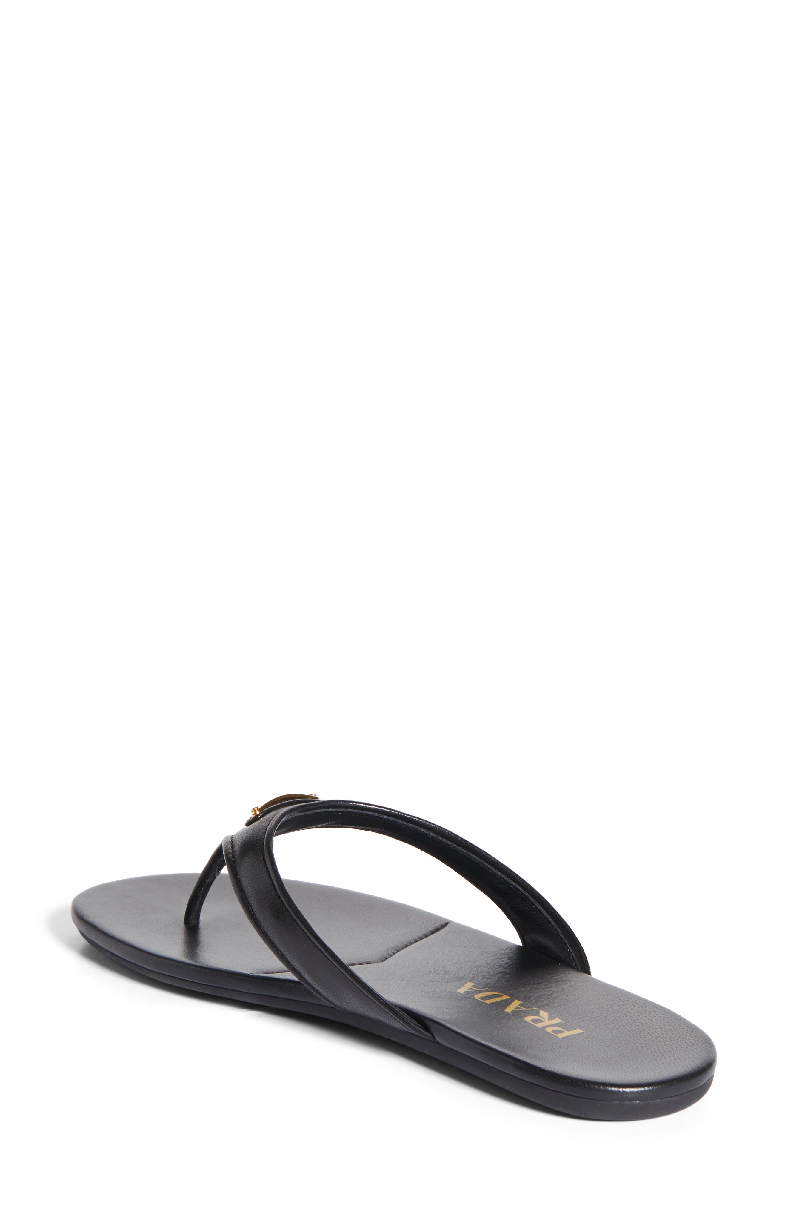 Prada Logo Flip Flop, Alternate, color, Black