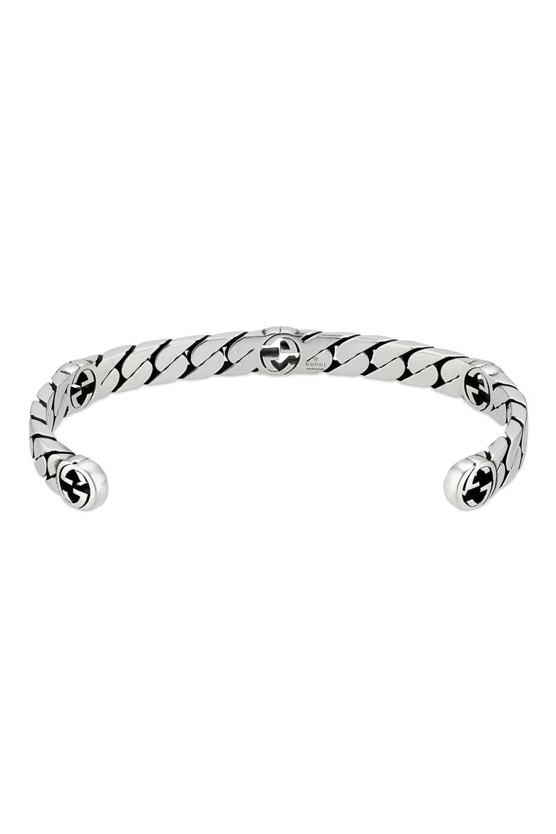 Men's Interlocking-G Cuff Bracelet, Alternate, color, SILVER