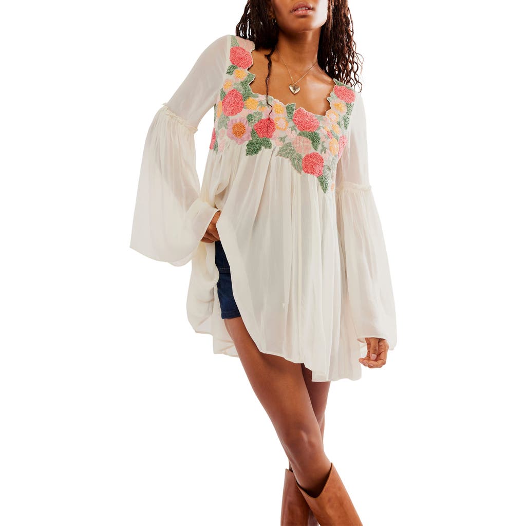 Free People Madeline Bell Sleeve Tunic In Cream Combo