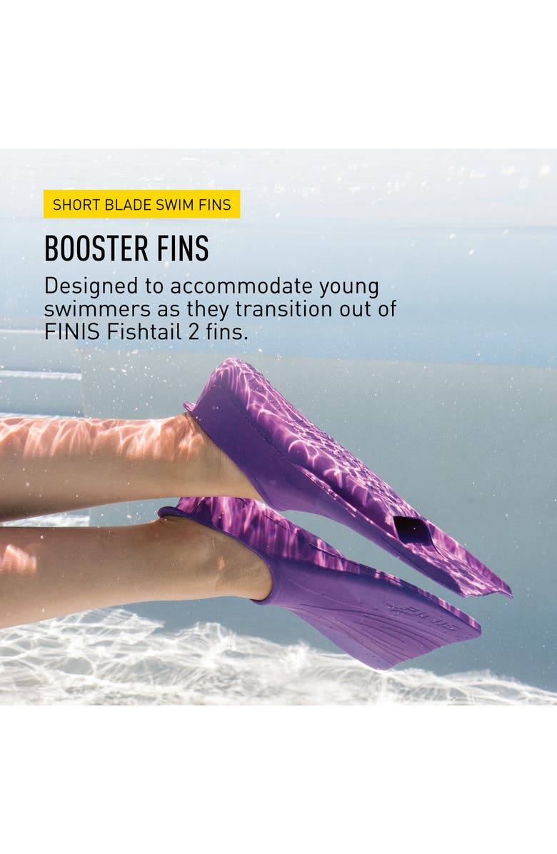 FINIS Booster Swim Fins for Kids Floating Rubber Fins Teaches Kick Technique Open Toe Design Comfortable Fit, Alternate, color, Purple